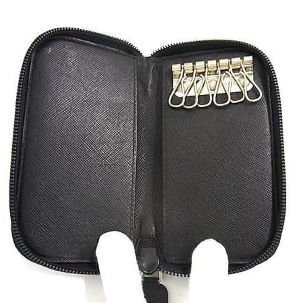 PRADA Prada Triangle Key Case M604 Black Tessuto Nylon 6-Ring Keychain for Me... - Picture 4 of 5